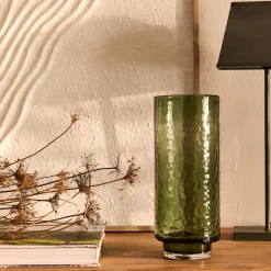 Vase en verre martelé H28,5cm - vert