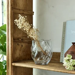 Vase organique en verre H17,5cm - transparent