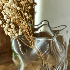 Vase organique en verre H17,5cm - transparent