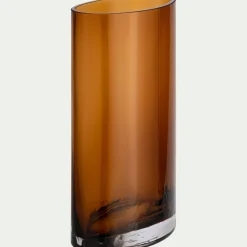 Vase ovale en verre H25cm - brun rustrel