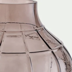 Vase quadrillé en verre teinté H30cm - gris