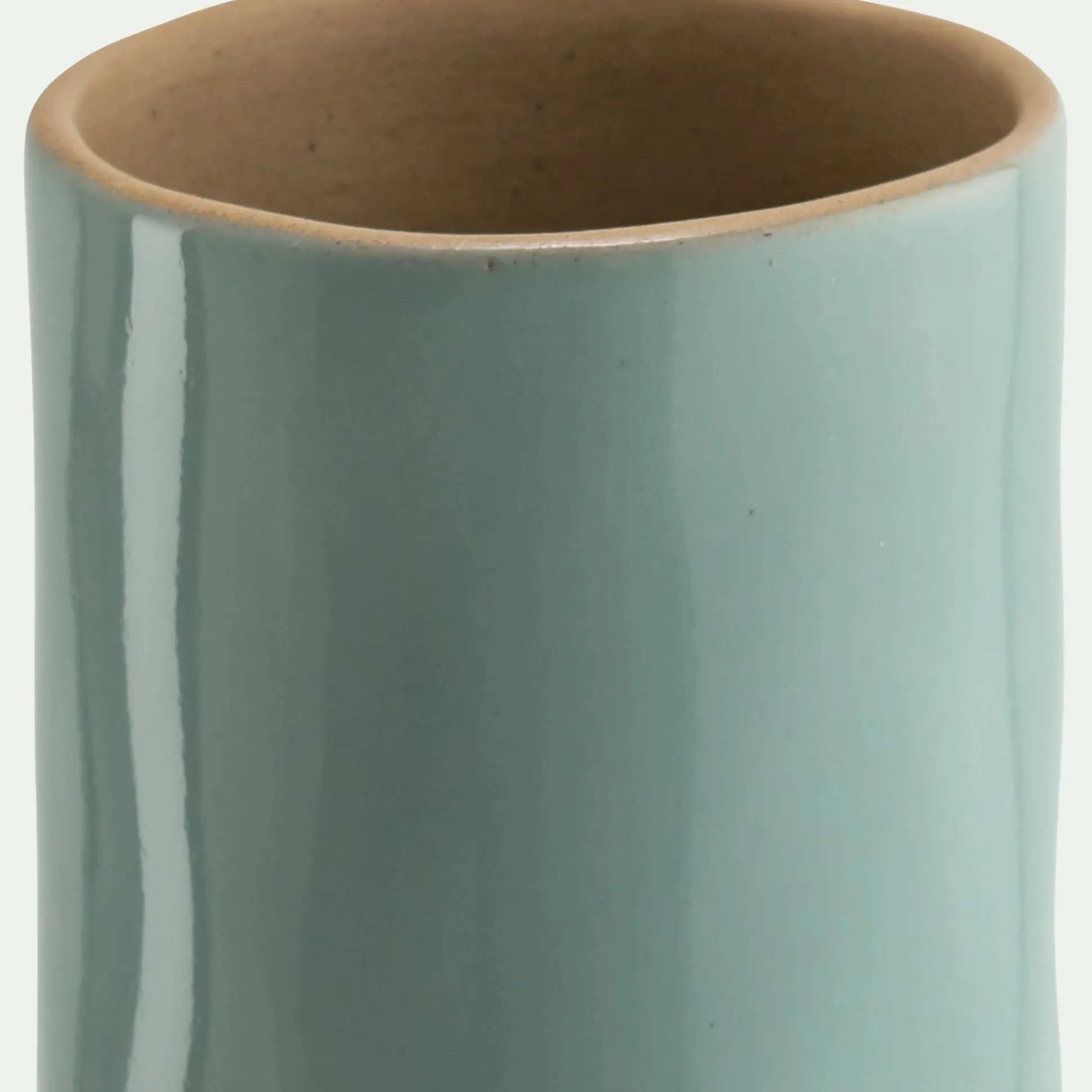 Vase tube bicolore en grès H20cm - bleu