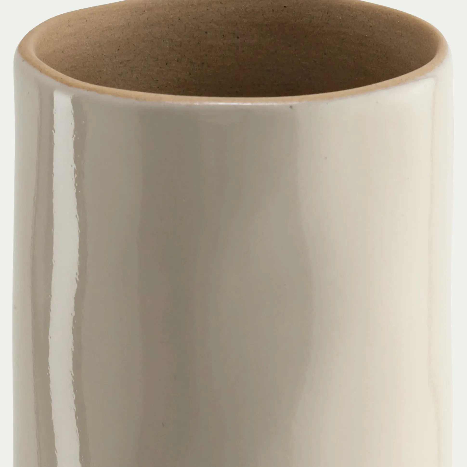 Vase tube bicolore en grès H25cm - blanc