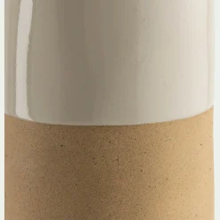 Vase tube bicolore en grès H25cm - blanc
