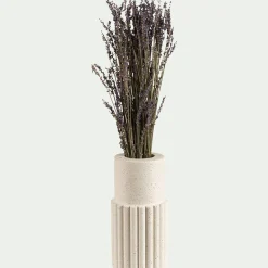 Vase tube en béton à relief H21cm - blanc