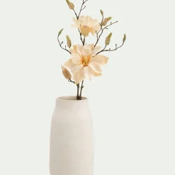 Vase tube en grès moucheté H26cm - blanc