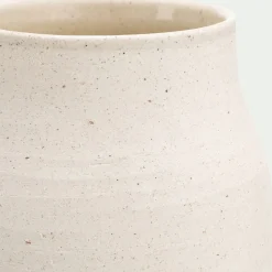 Vase tube en grès moucheté H26cm - blanc