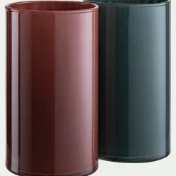 Vase tube en verre H23cm - marron