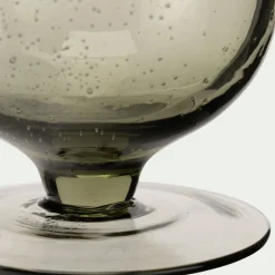 Verre à pied en verre bullé 25cl - gris