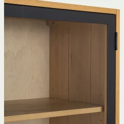 Vitrine en pin massif et métal L120xl45xH175cm - bois clair
