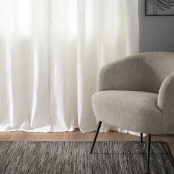 Voilage à œillets en double gaze de coton finition franges 130x250cm - blanc écru