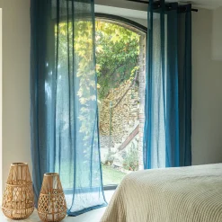 Voilage à œillets en polyester 135x250cm - bleu figuerolles