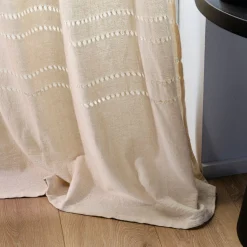Voilage à nouettes en coton finition ajouré 140x250cm - beige alpilles