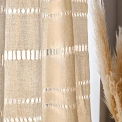Voilage à nouettes en coton finition ajouré 140x250cm - beige alpilles