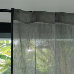 Voilage à passants cachés en lin et coton finition liseré 140x260cm - vert cèdre