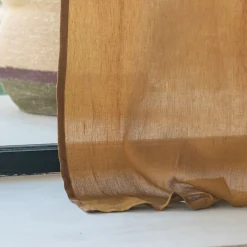 Voilage à passants cachés en lin et coton finition liseré 140x260cm - brun alep