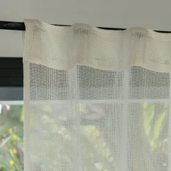 Voilage à pattes cachées en coton ajouré 140x260cm - beige sable