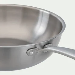Wok en inox D28cm - argenté métallisé