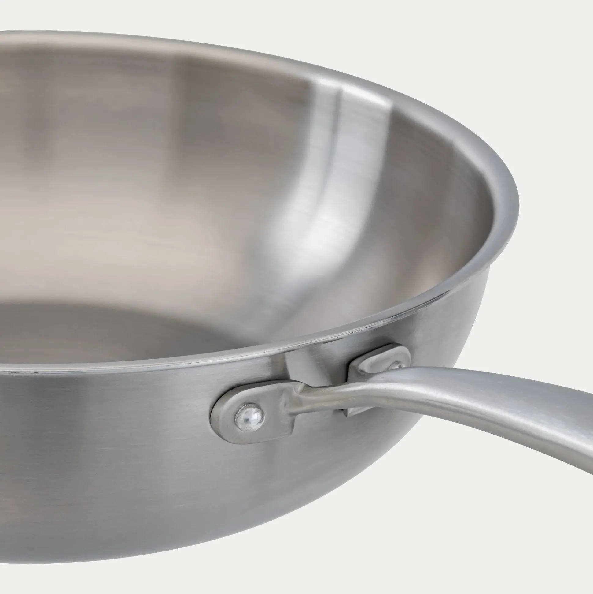 Wok en inox D28cm - argenté métallisé