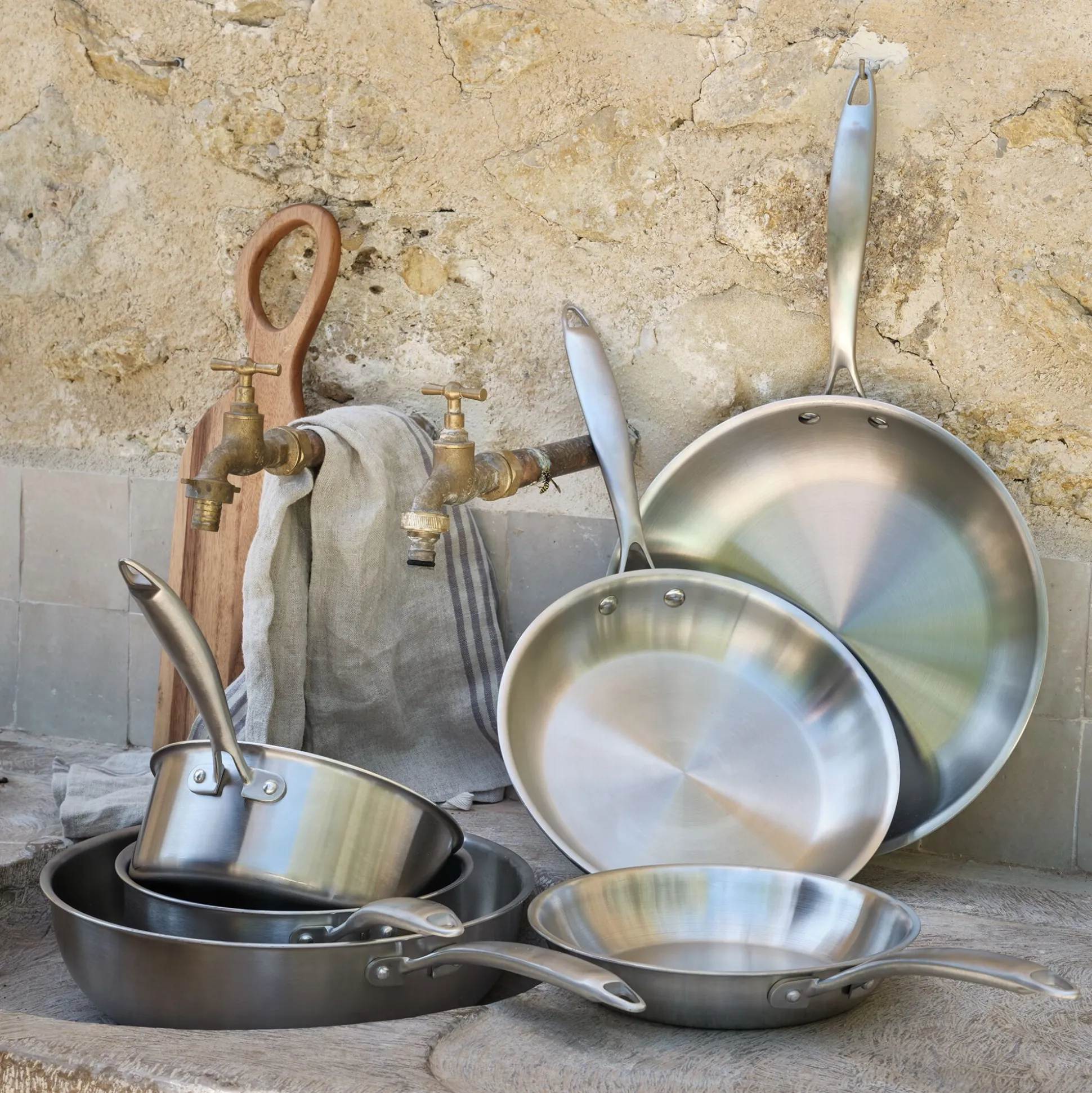 Wok en inox D28cm - argenté métallisé