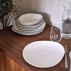 Assiette plate en grès D27cm - blanc ventoux
