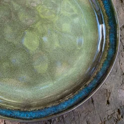 Assiette plate en grès D27cm - vert cèdre