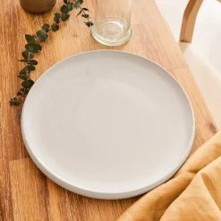Assiette plate en grès moucheté D26,5cm - blanc