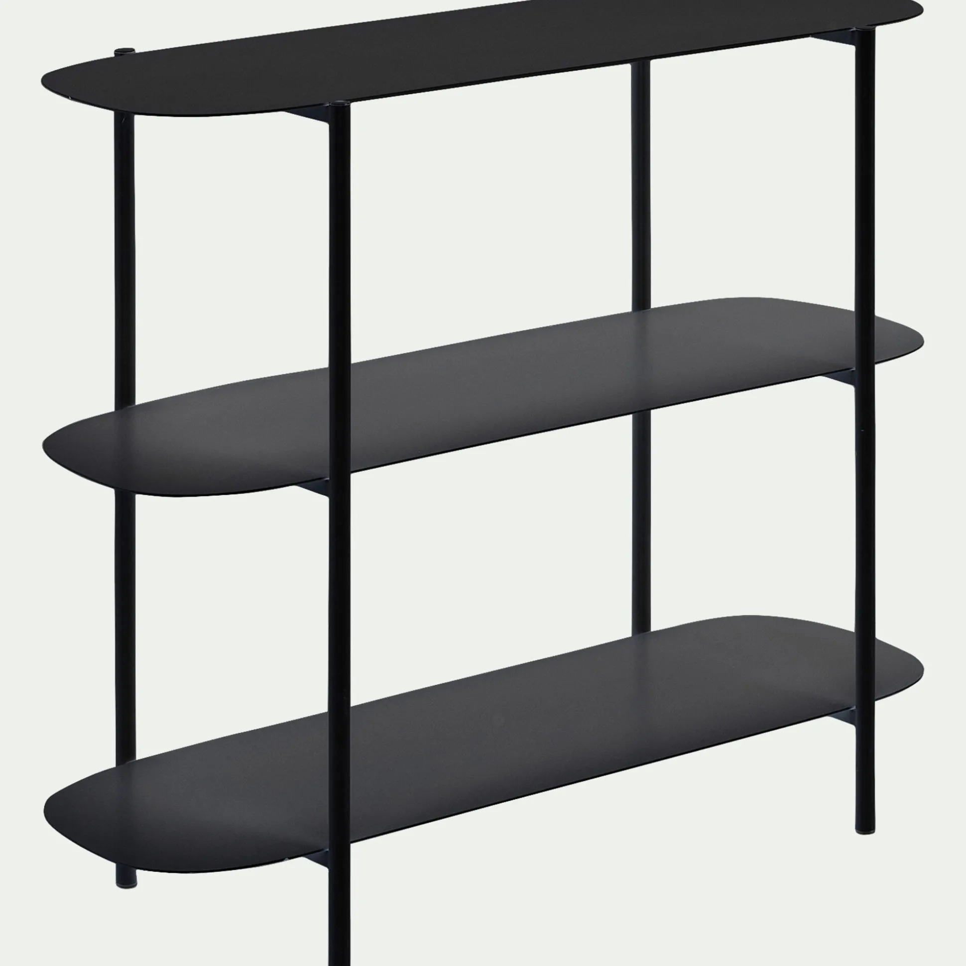 Bibliothèque 3 tablettes en métal - noir L100,50xH80cm