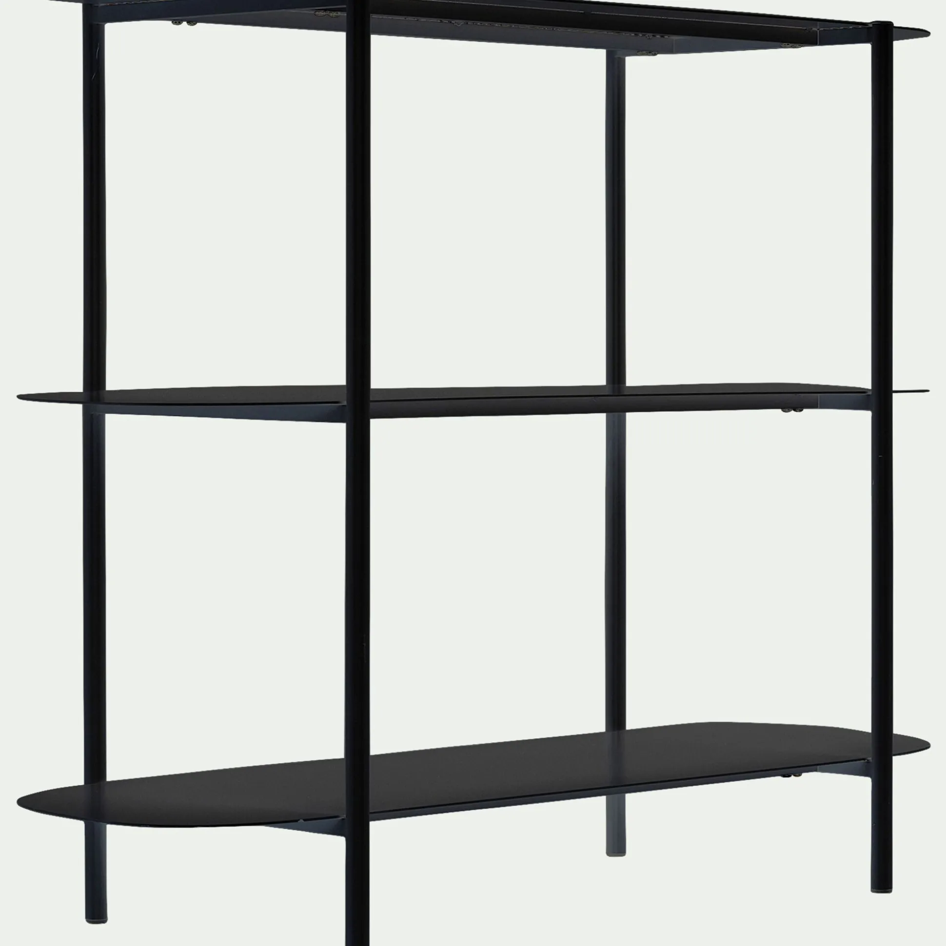 Bibliothèque 3 tablettes en métal - noir L100,50xH80cm