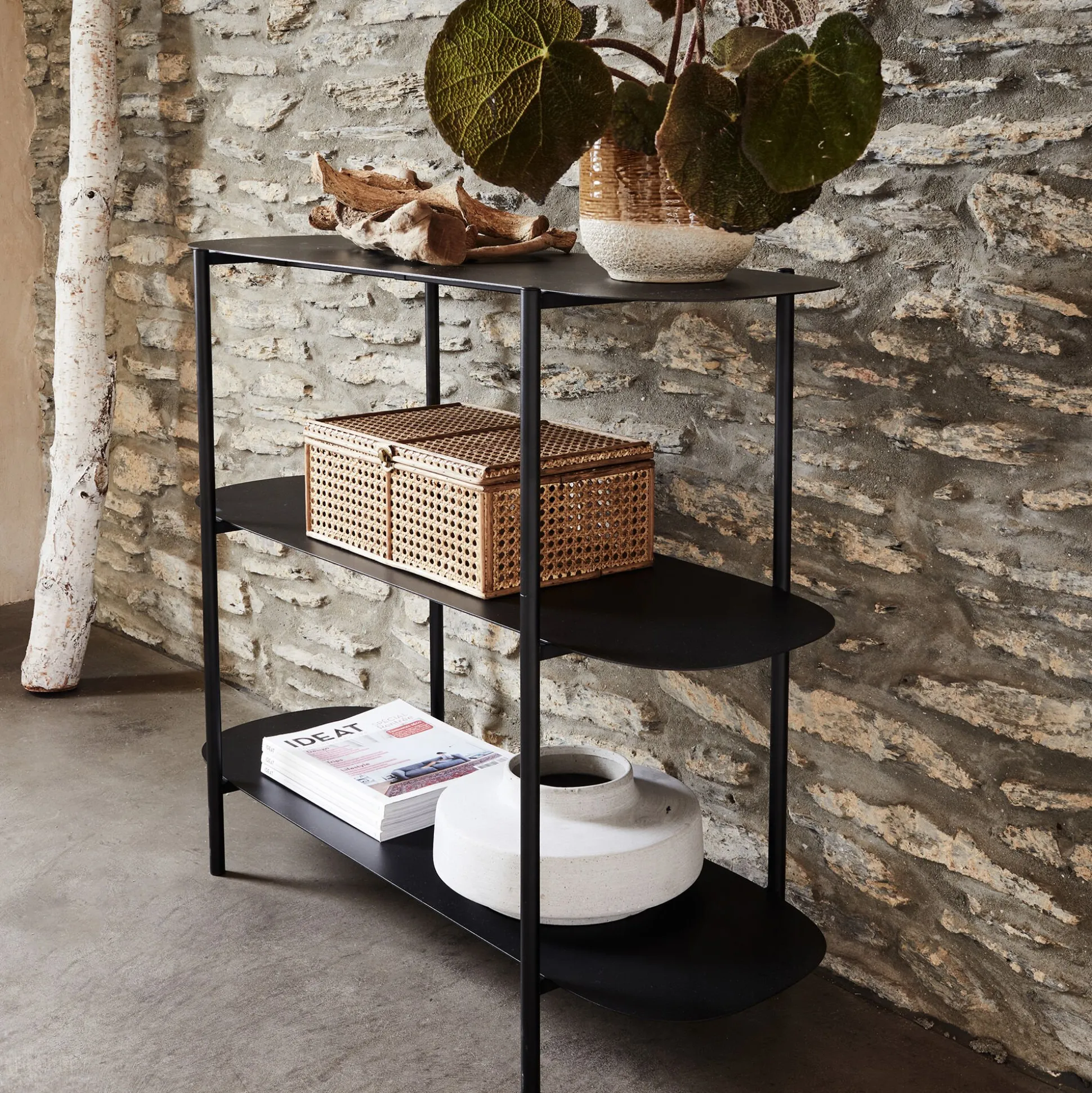 Bibliothèque 3 tablettes en métal - noir L100,50xH80cm