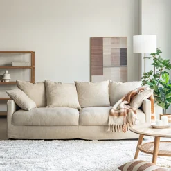 Canapé 4 places convertible en tissu - beige alpilles