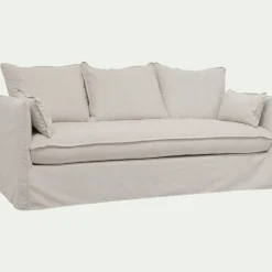 Canapé 3 places convertible en tissu wind - beige alpilles