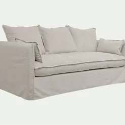 Canapé 3 places convertible en tissu wind - beige alpilles
