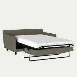 Canapé 2 places convertible matelas Bultex tissu mixte - vert cedre