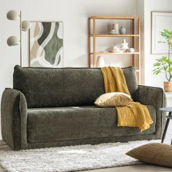 Canapé 3 places convertible en tissu Eden - vert cèdre