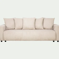 Canapé 4 places convertible en velours côtelé - beige roucas