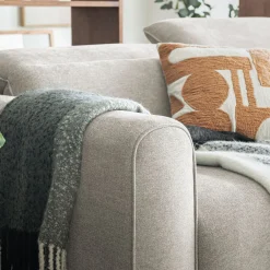 Canapé 5 places relax droit en tissu - beige roucas