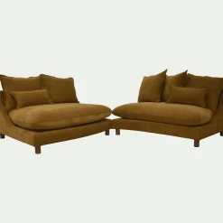 Canapé convertible 5 places en tissu nantes - bronze