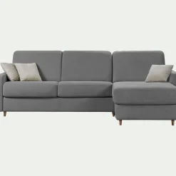 Canapé d'angle réversible convertible en tissu Sogno matelas densité 35kg/m3 - gris restanque