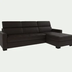 Canapé d'angle réversible convertible Bultex en cuir avec accoudoirs 15cm - marron
