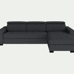 Canapé d'angle réversible fixe en tissu pop avec accoudoirs 20cm - gris anthracite