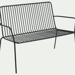 Canapé de jardin en acier - noir (2 places)