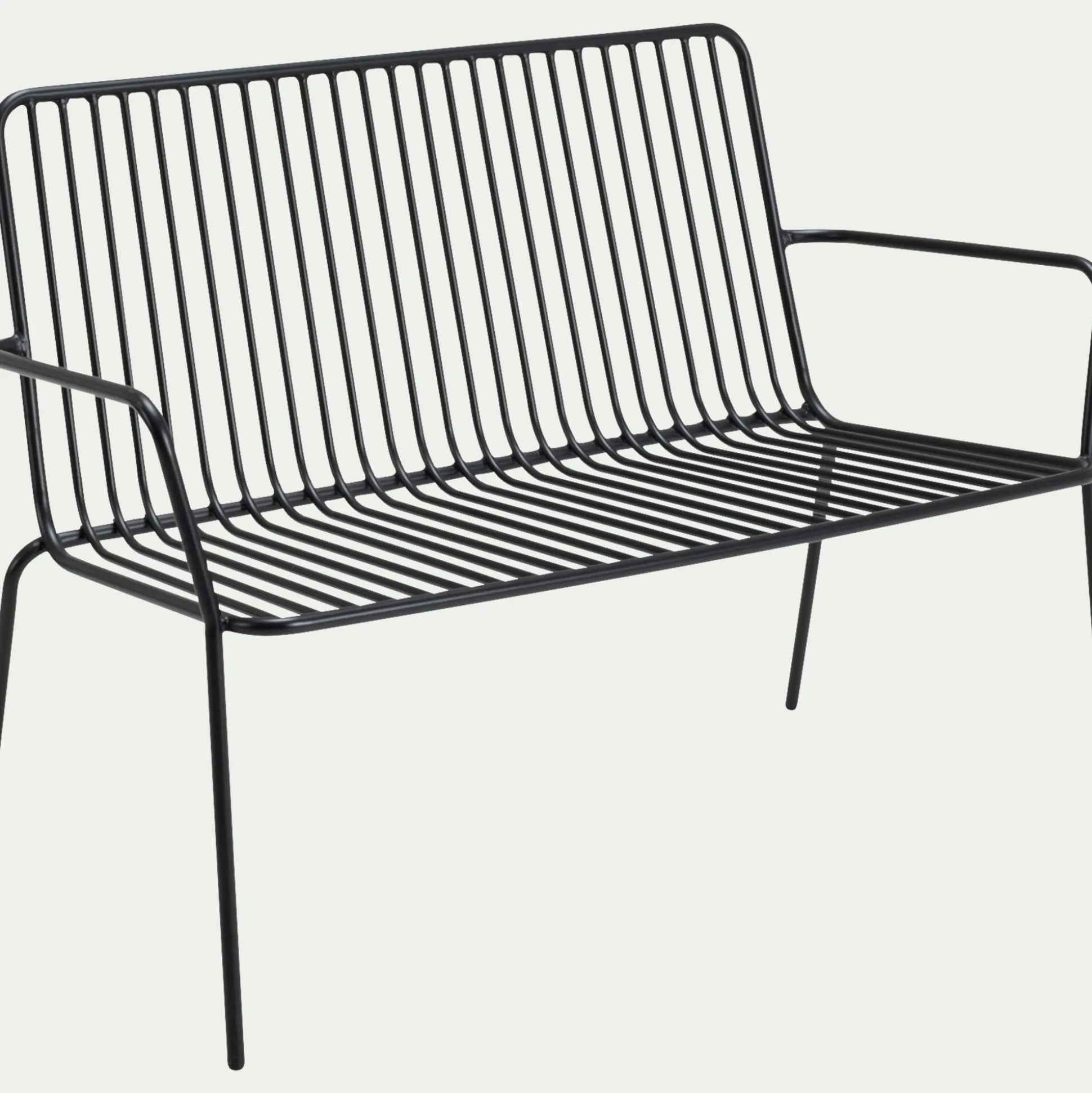 Canapé de jardin en acier - noir (2 places)