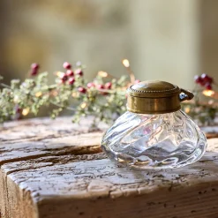 Encrier décoratif en métal et verre D9xH6cm - transparent