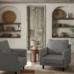 Fauteuil en tissu joint - gris restanque