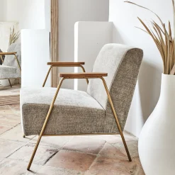 Fauteuil en velours - brun châtaigner