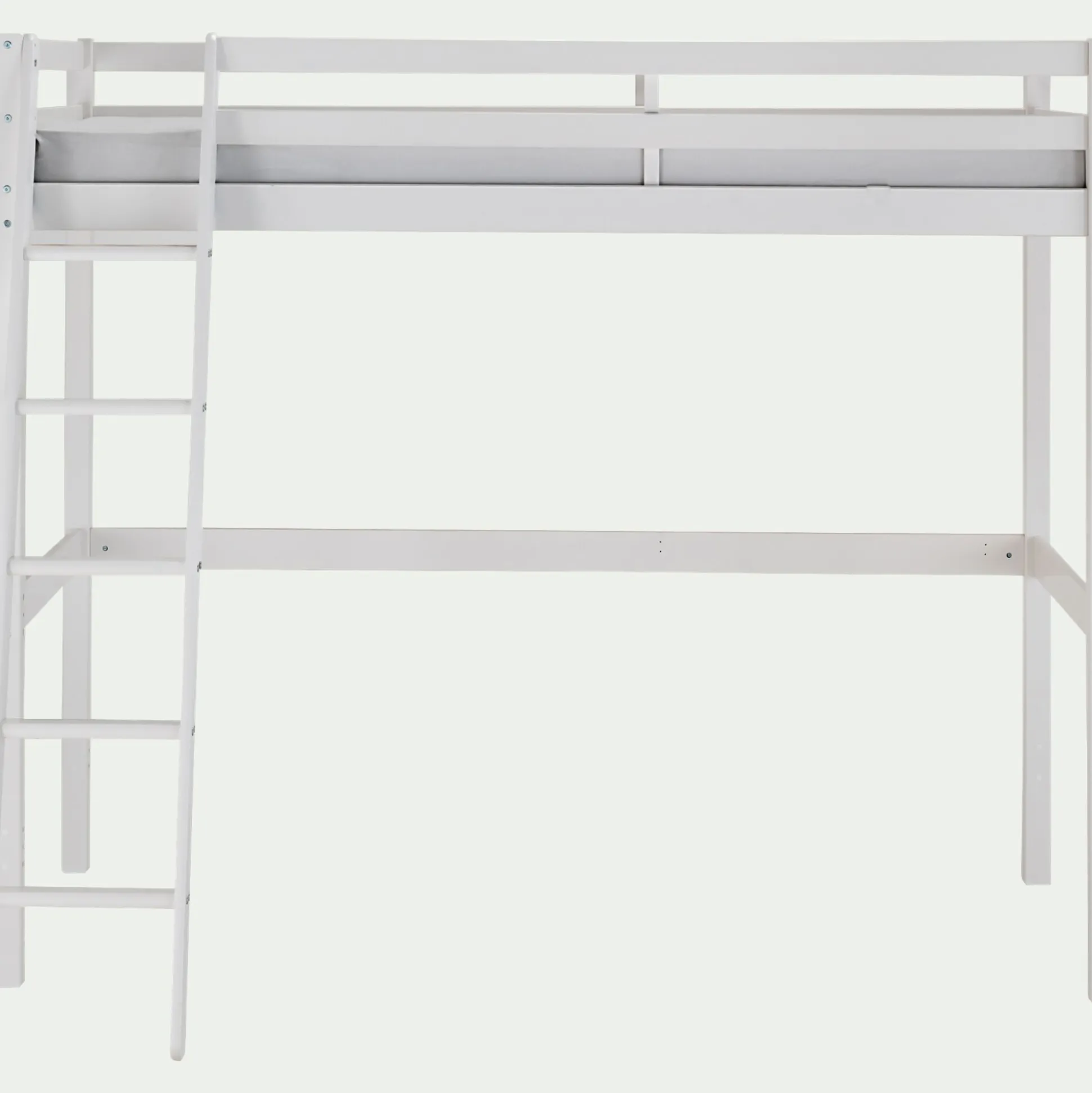 Lit enfant haut 1 place en pin 90x200cm - blanc