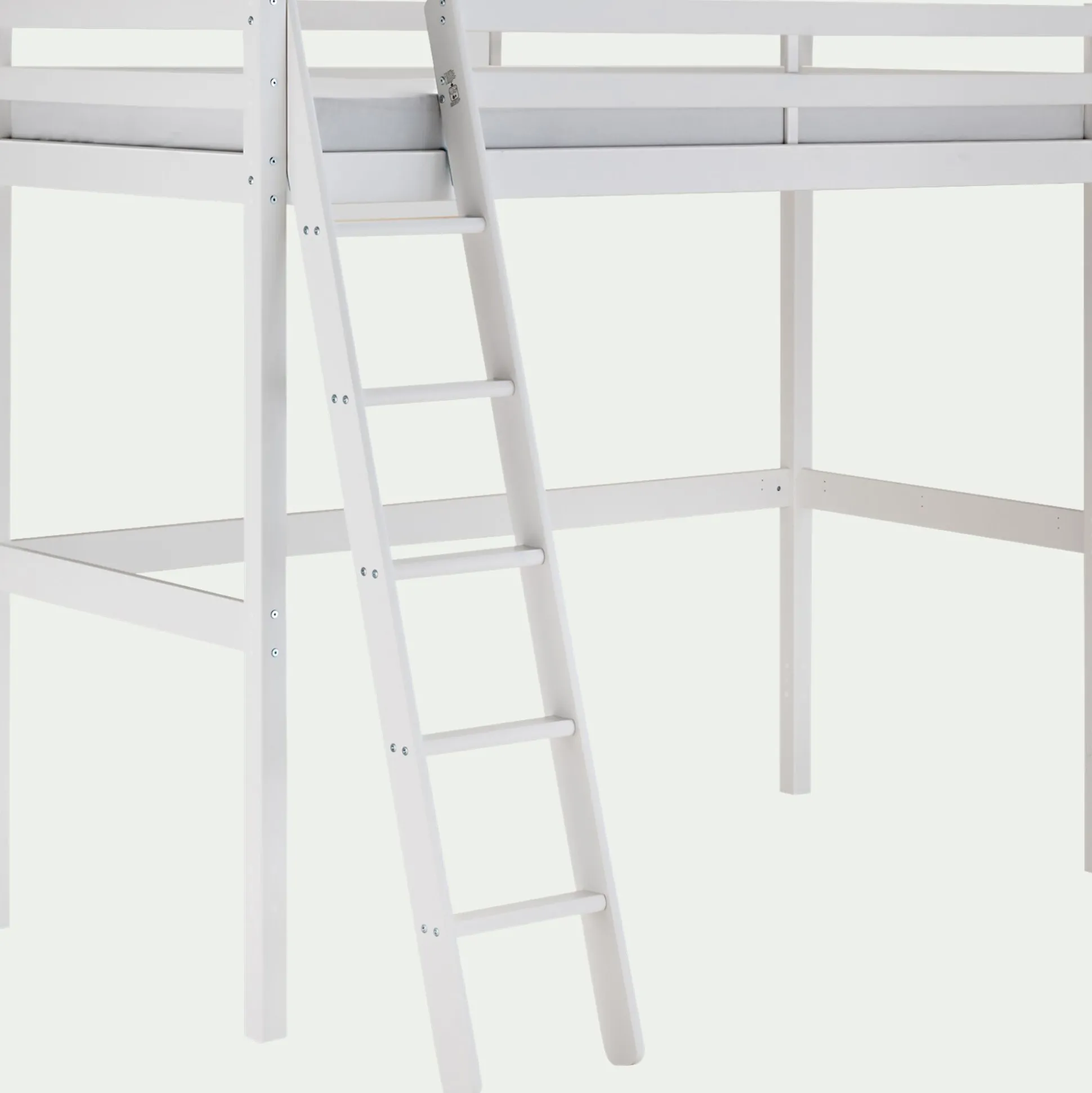 Lit enfant haut 1 place en pin 90x200cm - blanc