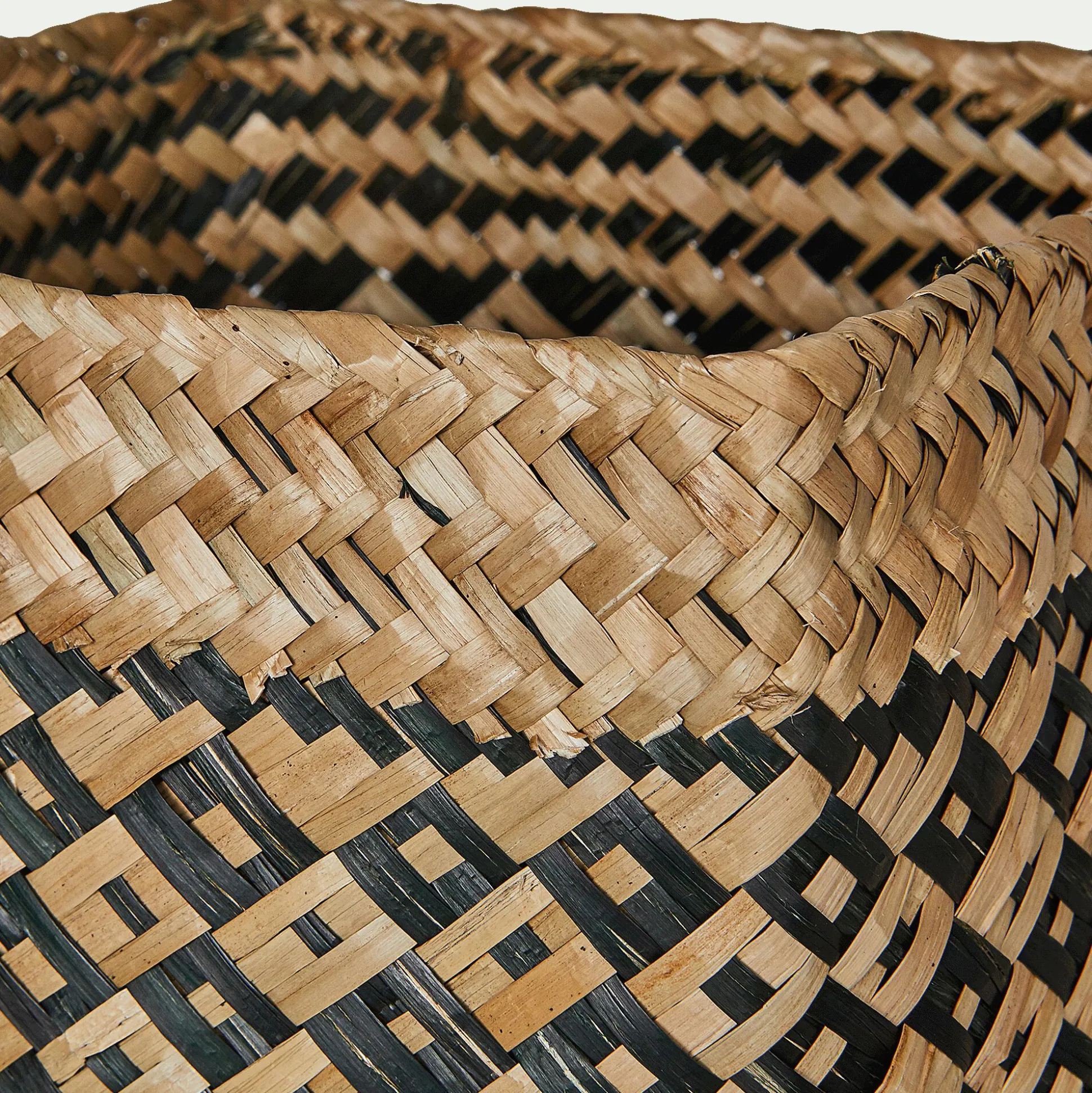 Lot de 2 paniers en jonc de mer - noir