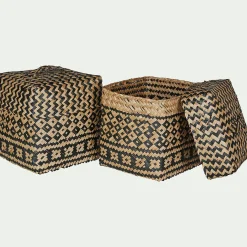 Lot de 2 paniers en jonc de mer - noir